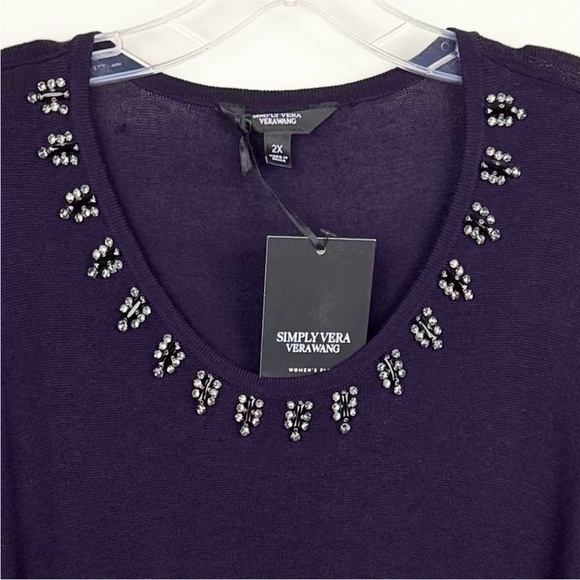 Simply Vera Vera Wang  Necklace Sweater Purple Size 2X - Picture 9 of 16
